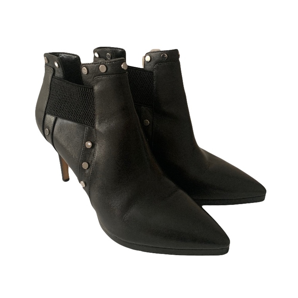 Karl Lagerfeld Paris Black Pointed Toe Studded Ankle Booties Women Size 9.5